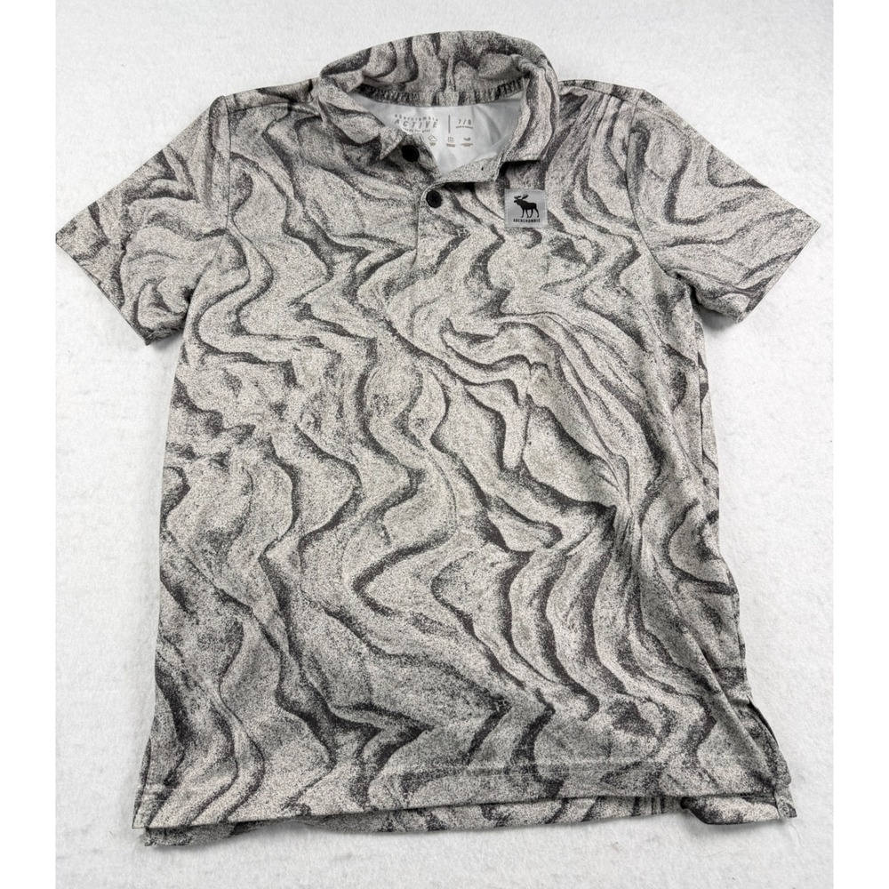 Abercrombie Kids Active Polo Shirt Grey Marble Swirl Size 7/8 Boys